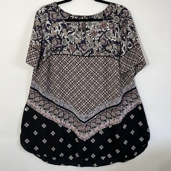 Daniel Rainn tunic blouse plus size 1X mixed print - Picture 4 of 9